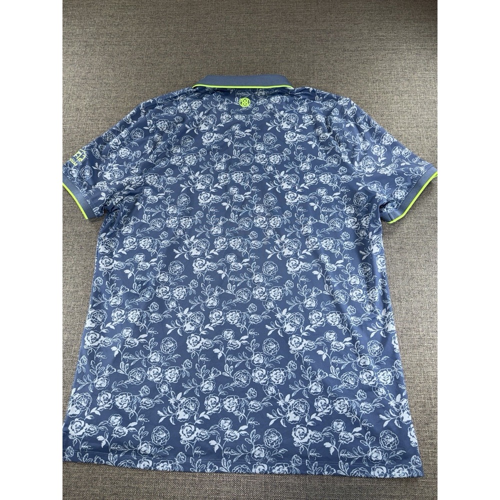 G/FORE Golf Polo Shirt Men's XL Blue Floral Stretch Performance Short Sleeve - Picture 2 of 11